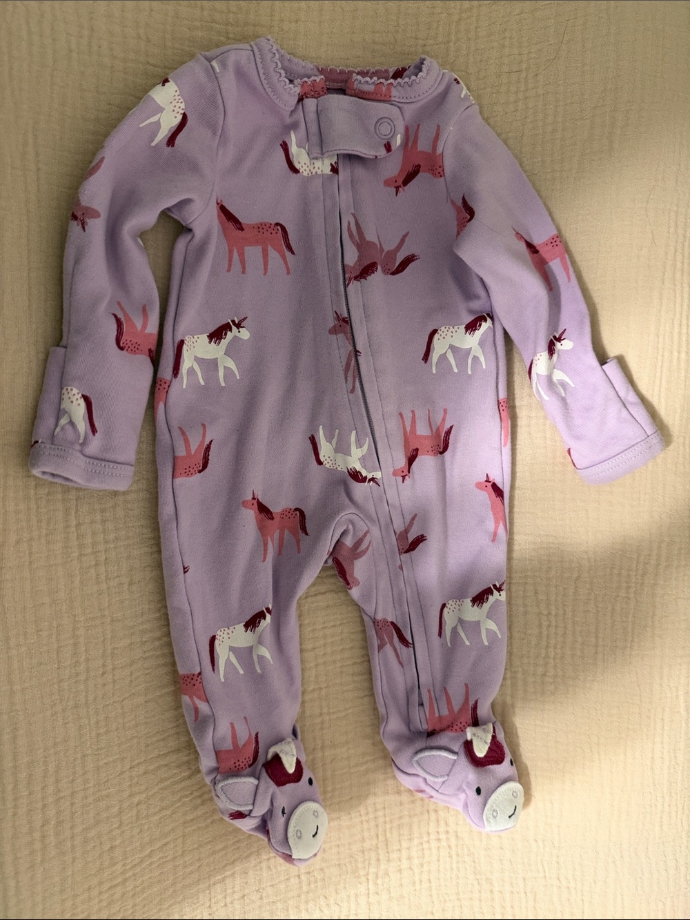 Carter's Lavender Unicorn Print Footed One-Piece - Picture 1 of 2